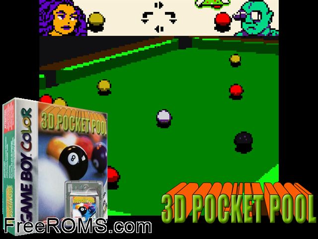 3D Pocket Pool Gameboy Color game showing 3D box cover and gameplay screenshot