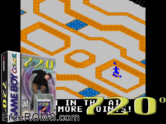 720 Degrees Gameboy Color game showing 3D box cover and gameplay screenshot