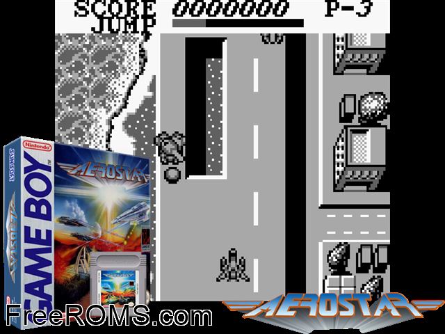 Aero Star Gameboy Color game showing 3D box cover and gameplay screenshot