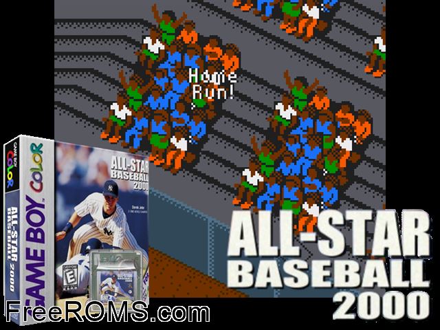All-Star Baseball 2000 Gameboy Color game showing 3D box cover and gameplay screenshot