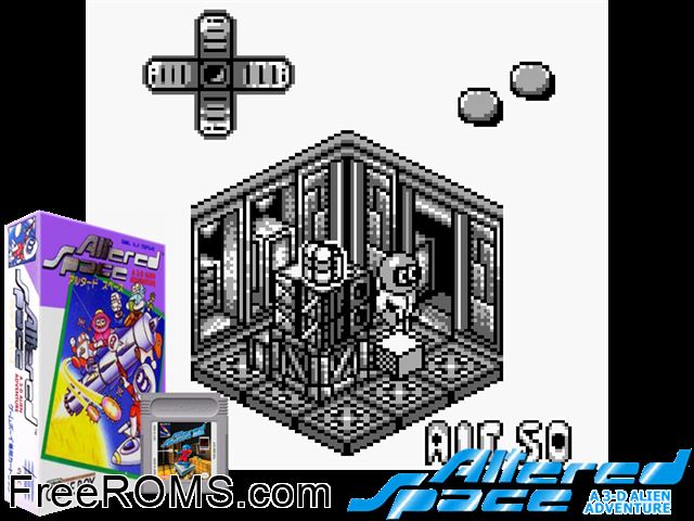 Altered Space (Japan) Gameboy Color game showing 3D box cover and gameplay screenshot