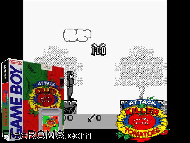 Attack Of The Killer Tomatoes Gameboy Color game showing 3D box cover and gameplay screenshot