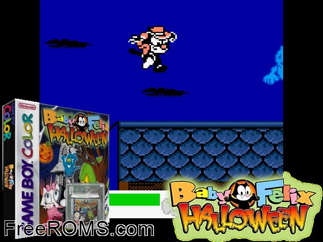 Baby Felix - Halloween Gameboy Color game showing 3D box cover and gameplay screenshot