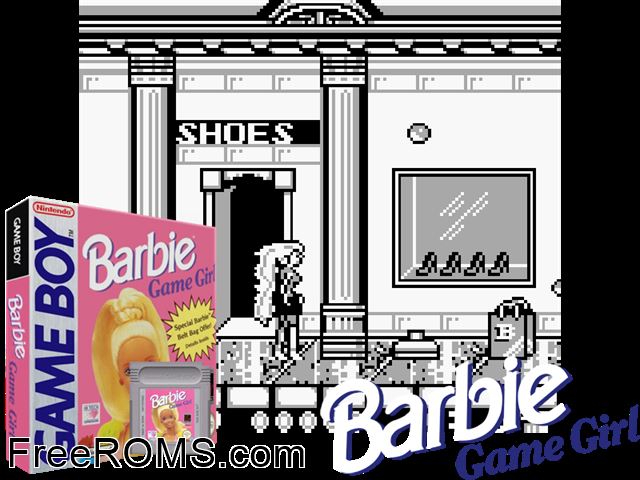 Barbie - Game Girl Gameboy Color game showing 3D box cover and gameplay screenshot