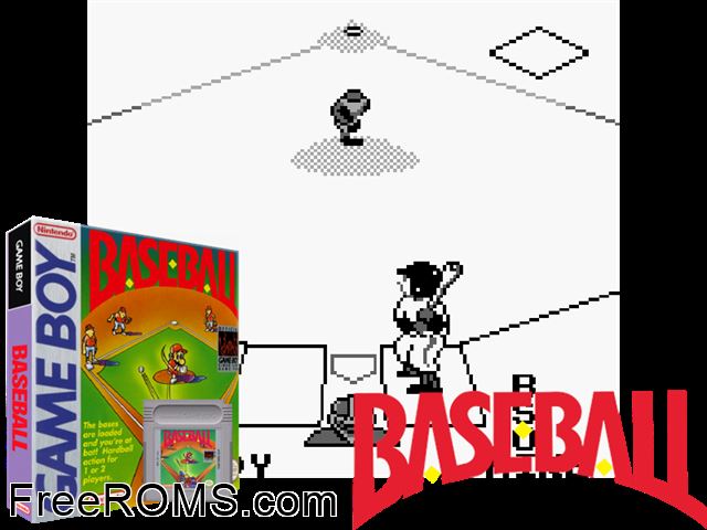 Baseball Gameboy Color game showing 3D box cover and gameplay screenshot
