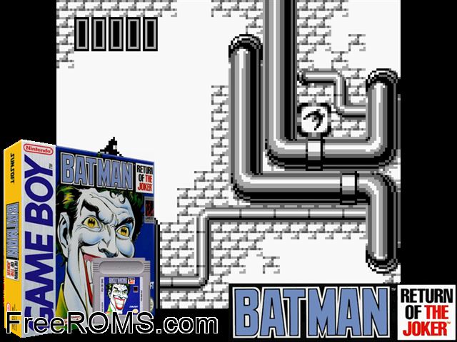 Batman - Return Of The Joker Gameboy Color game showing 3D box cover and gameplay screenshot