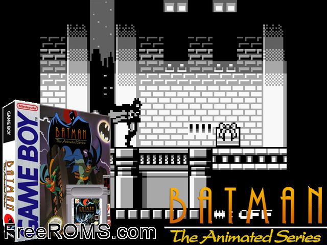 Batman - The Animated Series Gameboy Color game showing 3D box cover and gameplay screenshot