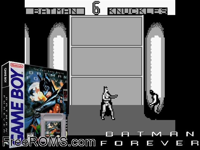 Batman Forever Gameboy Color game showing 3D box cover and gameplay screenshot