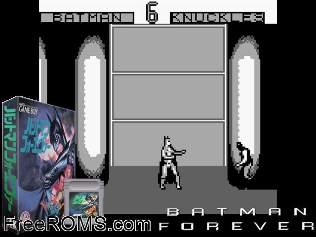 Batman Forever (Japan) Gameboy Color game showing 3D box cover and gameplay screenshot
