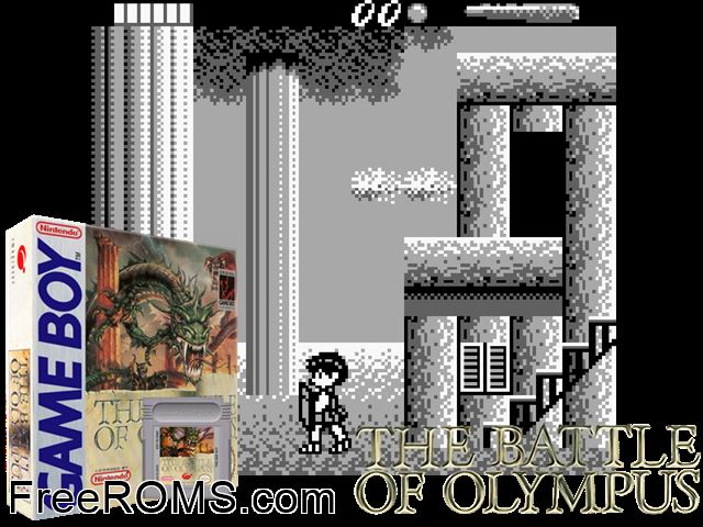 Battle Of Olympus, The Gameboy Color game showing 3D box cover and gameplay screenshot
