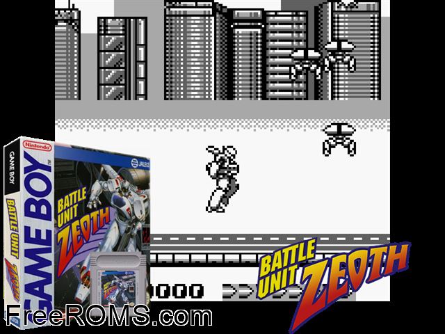Battle Unit Zeoth Gameboy Color game showing 3D box cover and gameplay screenshot