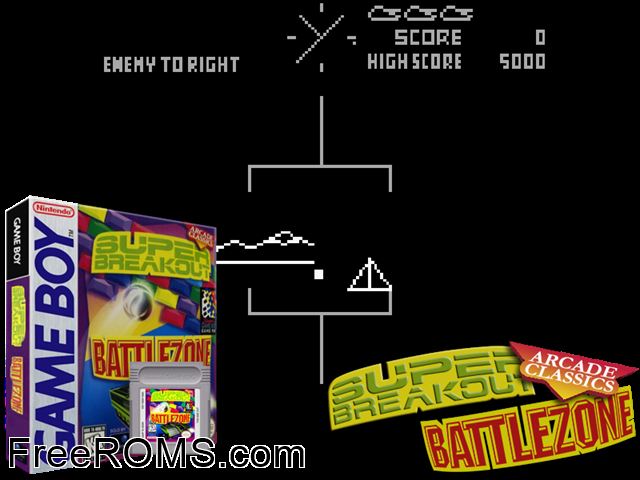 Battle Zone And Super Breakout Gameboy Color game showing 3D box cover and gameplay screenshot