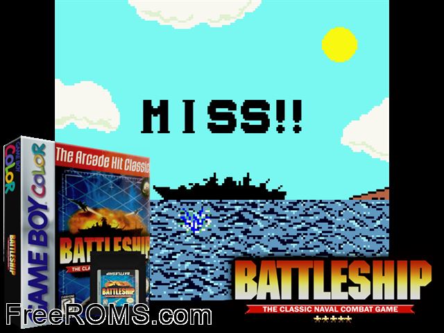Battleship Gameboy Color game showing 3D box cover and gameplay screenshot