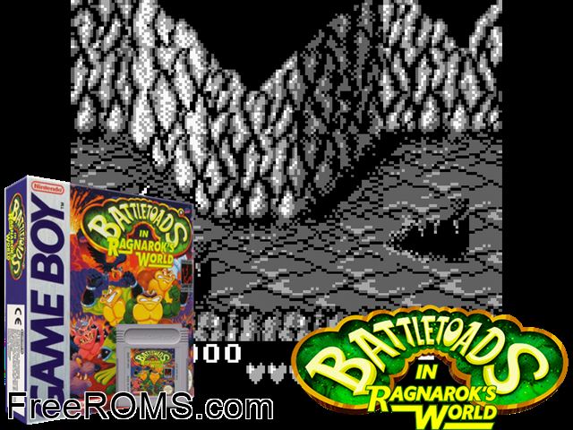Battletoads In Ragnaroks World Gameboy Color game showing 3D box cover and gameplay screenshot