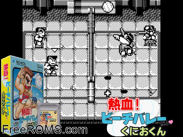 Beach Volleyball (Japan) Gameboy Color game showing 3D box cover and gameplay screenshot