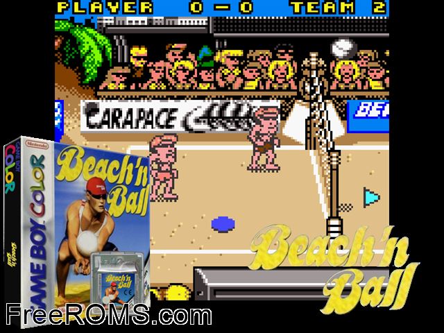 Beachn Ball Gameboy Color game showing 3D box cover and gameplay screenshot