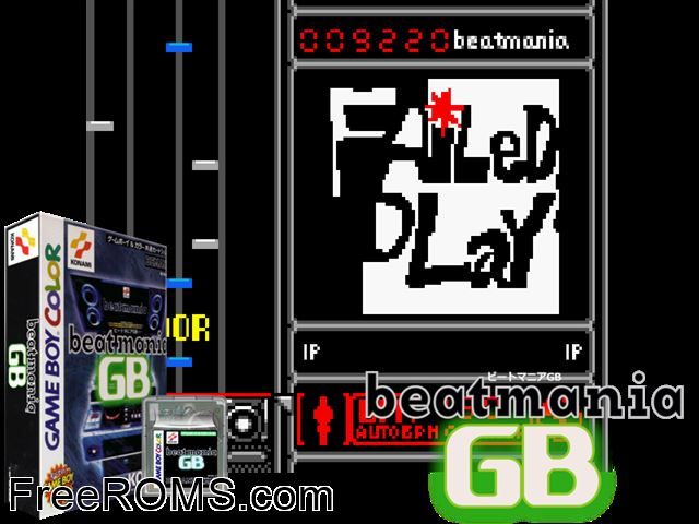 Beatmania Gb (Japan) Gameboy Color game showing 3D box cover and gameplay screenshot