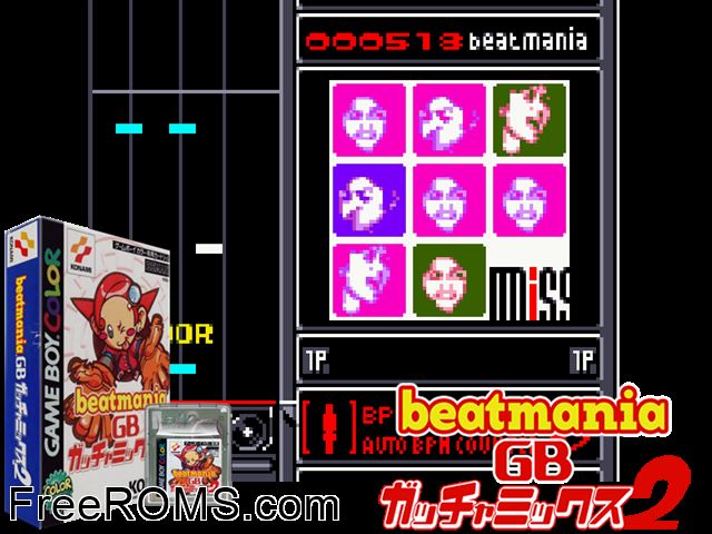 Beatmania Gb Gotcha Mix 2 (Japan) Gameboy Color game showing 3D box cover and gameplay screenshot