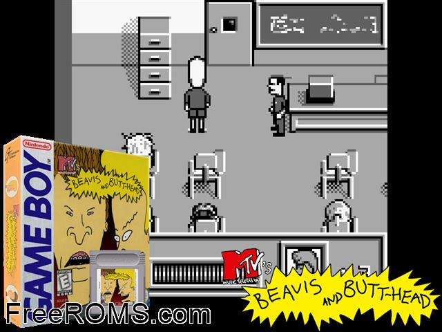 Beavis And Butt-Head Gameboy Color game showing 3D box cover and gameplay screenshot