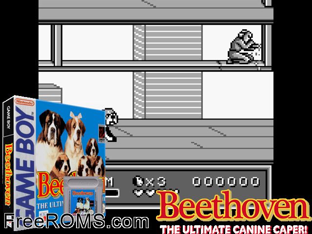 Beethovens 2nd Gameboy Color game showing 3D box cover and gameplay screenshot