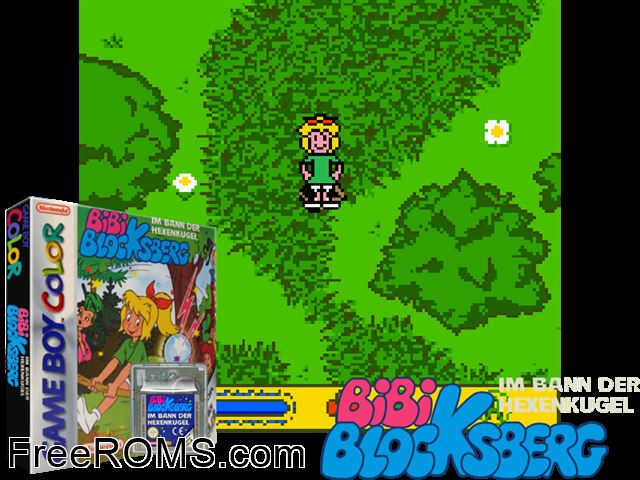 Bibi Blocksberg - Im Bann Der Hexenkugel (Germany) Gameboy Color game showing 3D box cover and gameplay screenshot