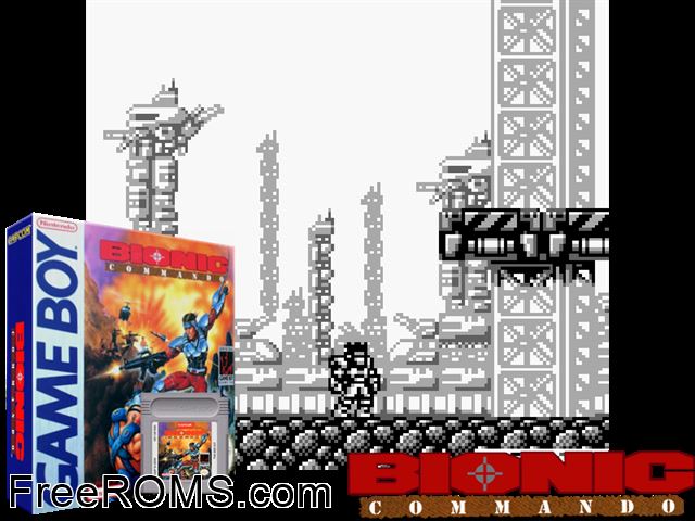 Bionic Commando (Japan) Gameboy Color game showing 3D box cover and gameplay screenshot
