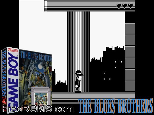 Blues Brothers, The Gameboy Color game showing 3D box cover and gameplay screenshot