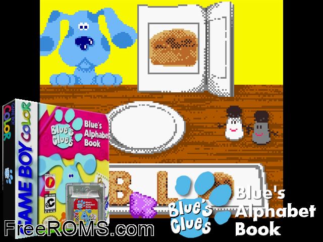 Blues Clues - Blues Alphabet Book Gameboy Color game showing 3D box cover and gameplay screenshot