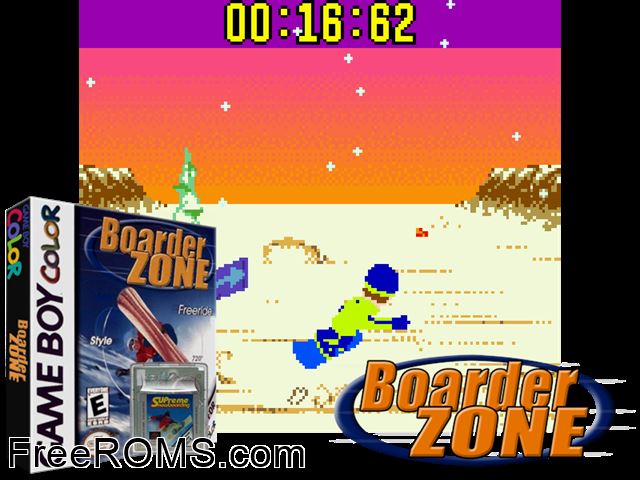 Boarder Zone Gameboy Color game showing 3D box cover and gameplay screenshot