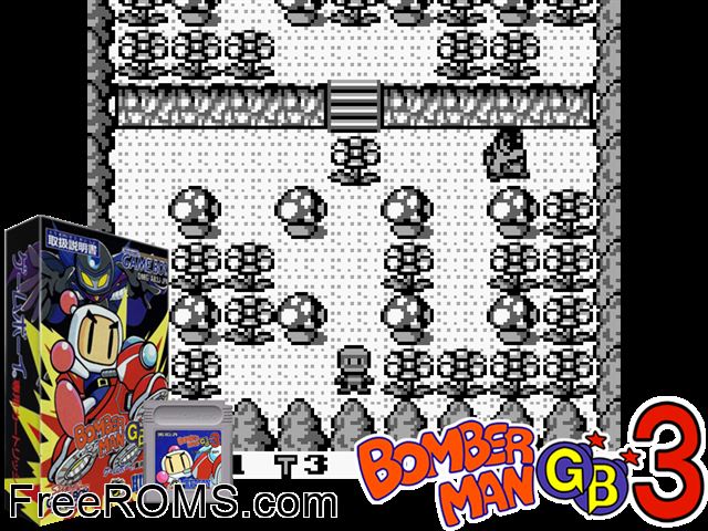 Bomberman Gb 3 (Japan) Gameboy Color game showing 3D box cover and gameplay screenshot
