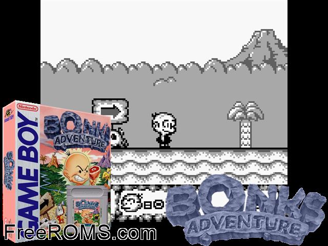 Bonks Adventure Gameboy Color game showing 3D box cover and gameplay screenshot