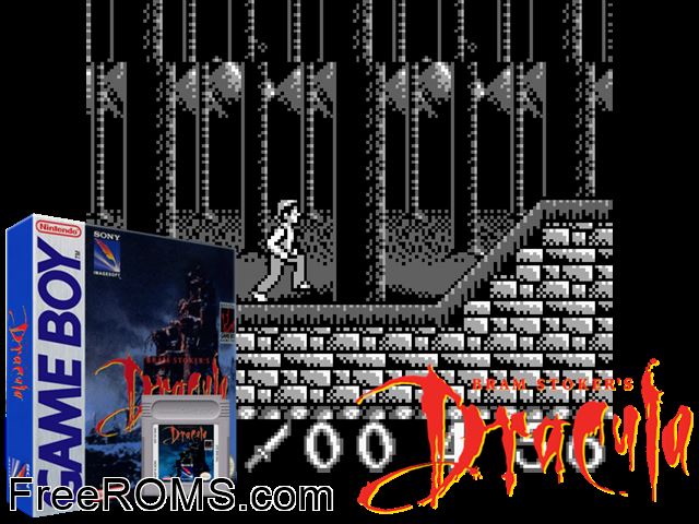 Bram Stokers Dracula Gameboy Color game showing 3D box cover and gameplay screenshot