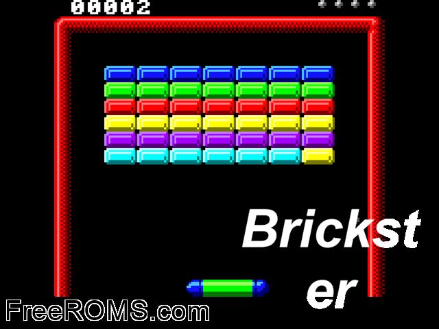 Brickster (Public Domain) Gameboy Color game showing 3D box cover and gameplay screenshot