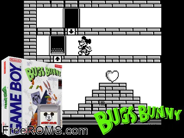 Bugs Bunny Gameboy Color game showing 3D box cover and gameplay screenshot