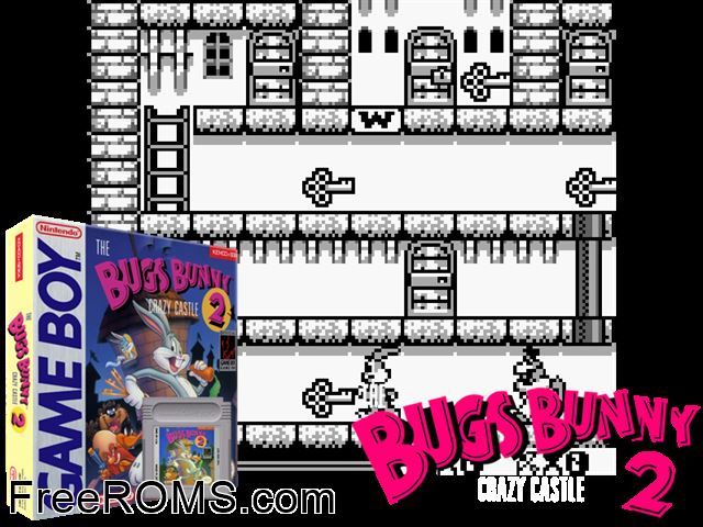 Bugs Bunny - Crazy Castle Ii Gameboy Color game showing 3D box cover and gameplay screenshot