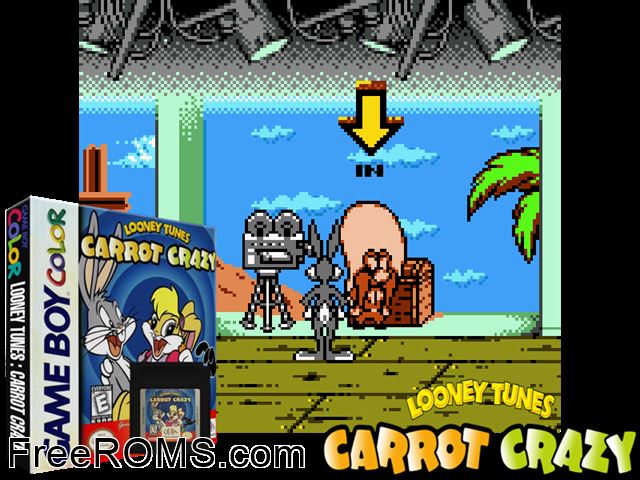 Bugs Bunny And Lola Bunny - Carrot Crazy Gameboy Color game showing 3D box cover and gameplay screenshot