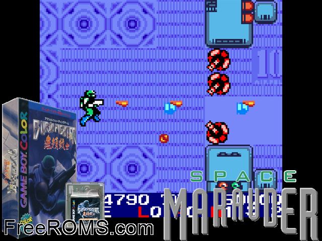 Burai Fighter Color (Japan) Gameboy Color game showing 3D box cover and gameplay screenshot