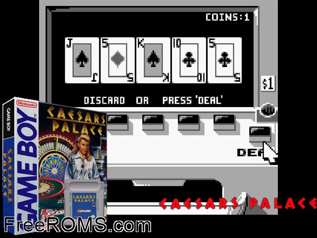 Caesars Palace (V1.1) Gameboy Color game showing 3D box cover and gameplay screenshot