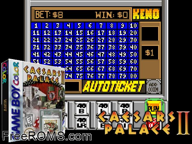 Caesars Palace Ii Gameboy Color game showing 3D box cover and gameplay screenshot