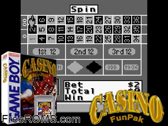 Casino Funpak Gameboy Color game showing 3D box cover and gameplay screenshot