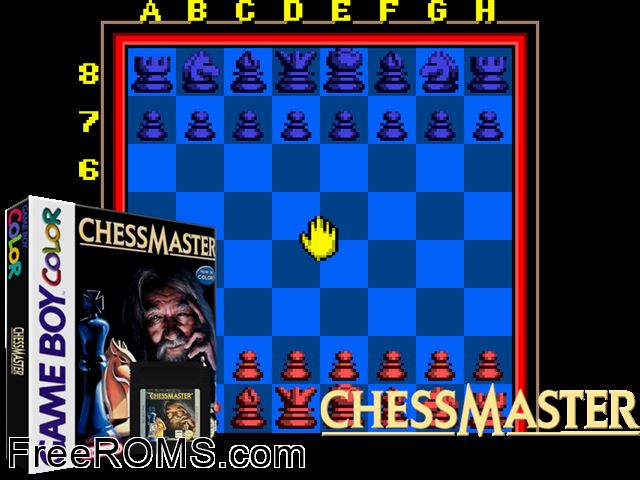 Chessmaster, The Gameboy Color game showing 3D box cover and gameplay screenshot