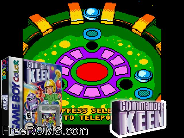 Commander Keen Gameboy Color game showing 3D box cover and gameplay screenshot