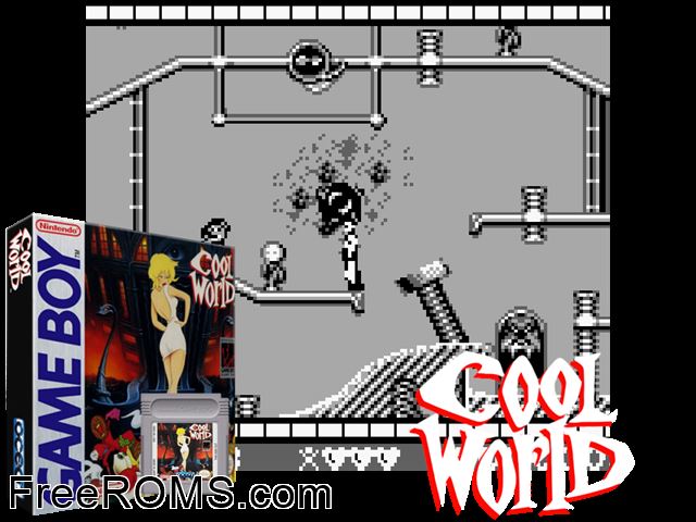 Cool World Gameboy Color game showing 3D box cover and gameplay screenshot