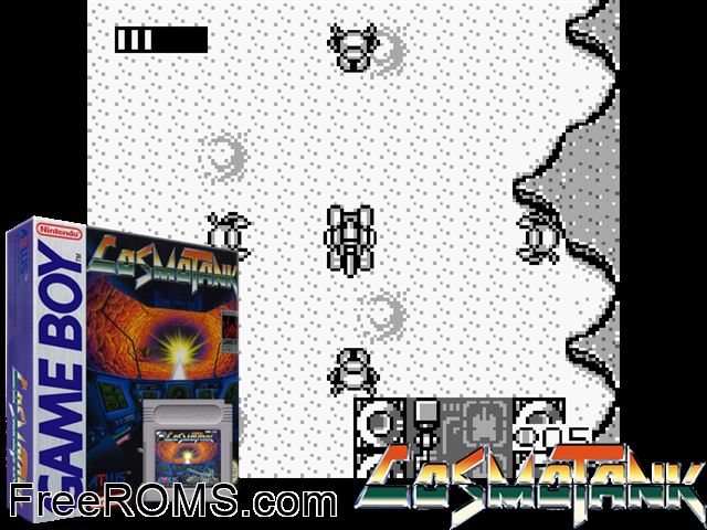 Cosmo Tank Gameboy Color game showing 3D box cover and gameplay screenshot