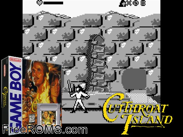 Cutthroat Island Gameboy Color game showing 3D box cover and gameplay screenshot