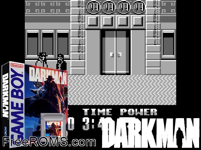 Darkman Gameboy Color game showing 3D box cover and gameplay screenshot