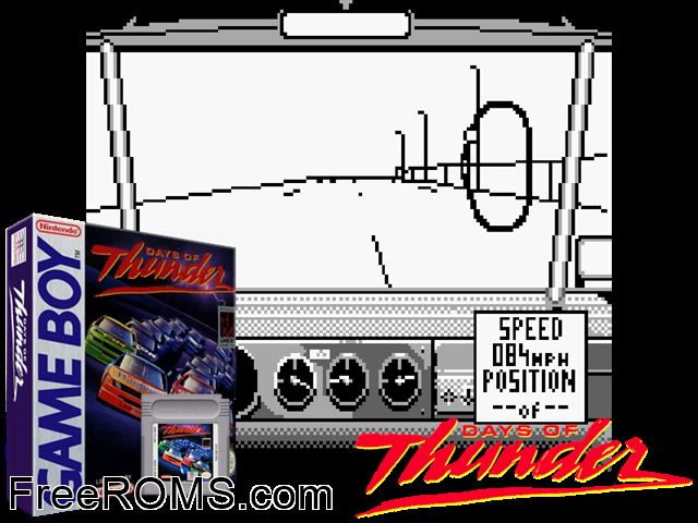 Days Of Thunder Gameboy Color game showing 3D box cover and gameplay screenshot