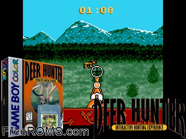 Deer Hunter Gameboy Color game showing 3D box cover and gameplay screenshot