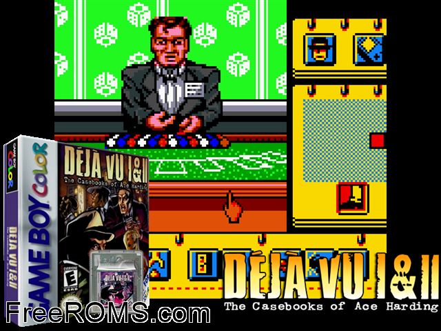 Deja Vu I And Ii (Eng-Fre) Gameboy Color game showing 3D box cover and gameplay screenshot
