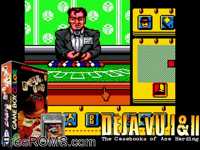 Deja Vu I And Ii (Japan) Gameboy Color game showing 3D box cover and gameplay screenshot